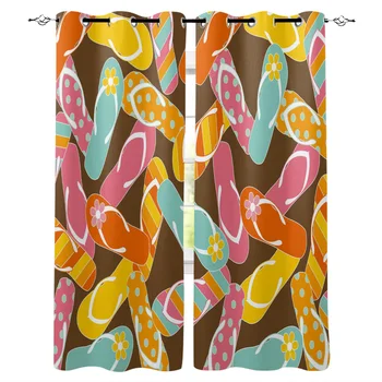 

Slippers Colorful Summer Window Curtains Living Room Curtain Home Decor