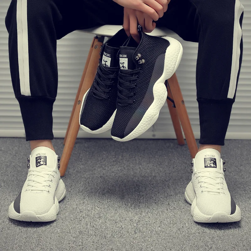 

2019 New Style Fly Woven MEN'S SHOES Korean-style Trend Athletic Shoes Extra High Breathable Casual MacBook Shoe Men's Versatile