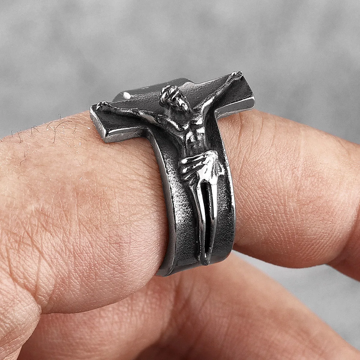 Good Friday Jesus Cross Ring Stainless Steel Mens Rings Punk
