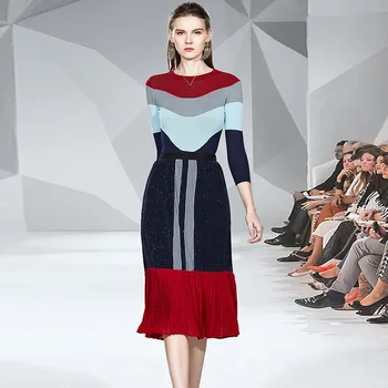 

New arrival winter autumn 2pcs Set suit Elegant Women vintage Printed knitting Mermaid Skirts + long Sleeve casual Knitt sweater