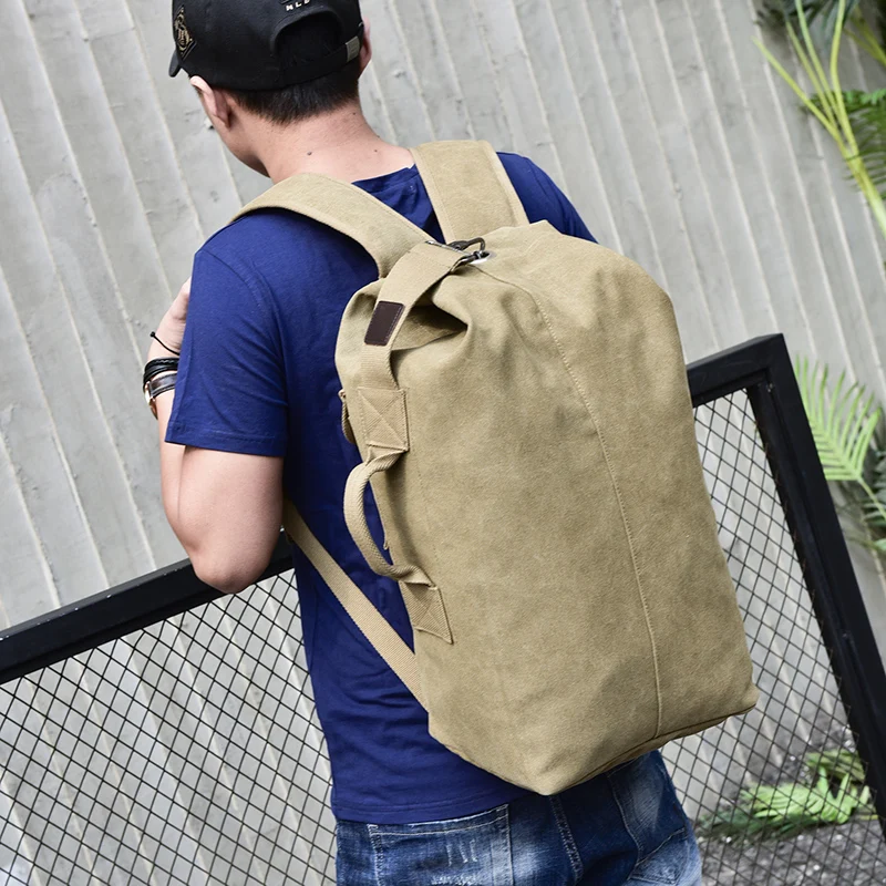  Man Travel Backpack Large Capacity Mountaineering Hand Bag High Quality Canvas Bucket Shoulder Bags - 32822776764