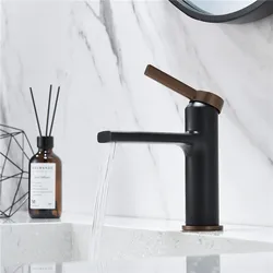 Copper Bathroom Basin Faucets Solid Brass Sink Mixer Hot & Cold Single Handle Deck Mounted Lavatory Taps Chrome Gun Grey New