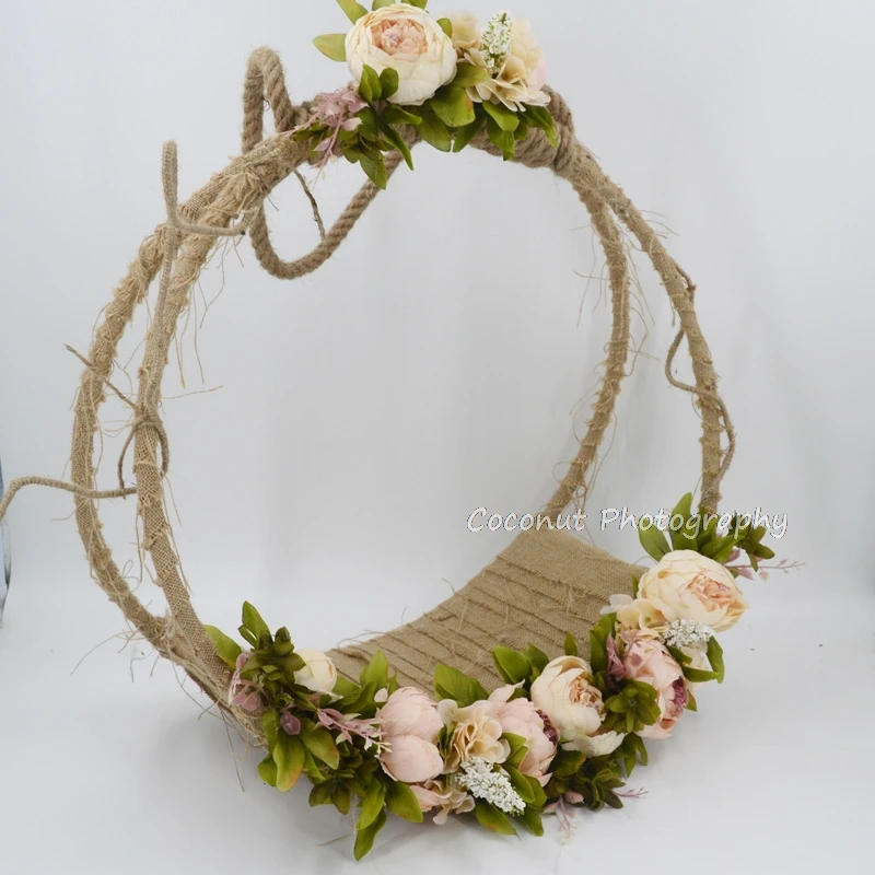 Coconut Newborn Photography Props Baby Photo Swing Infant Posing Props Flower Basket Baby Shoot Accessories For Studio New Type