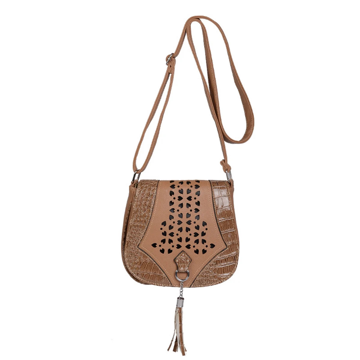 

2020 Retro Womens PU Leather Small Crossbody Bag Ladies Crocodile Pattern Bohemian Shoulder Bags Purse Satchel with Tassel