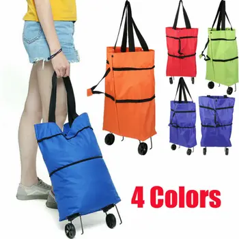 

2020 High Quality Portable Foldable Trolley Bag with Wheels Grocery Shopping Cart Luggage Handbag Tote Collapsible