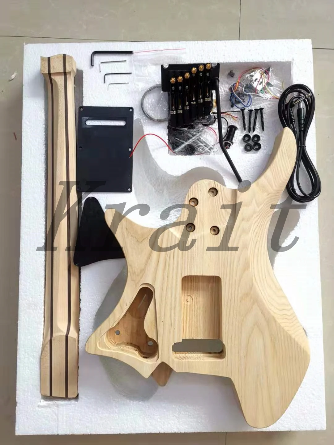 Krait безголовая гитара 6 струн полу-финиш DIY гитара fanned fret ash body палисандр fret