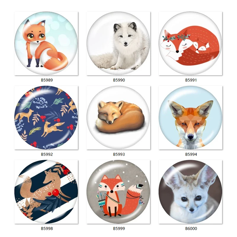 

Animal FOX Round photo glass cabochon demo flat back Making findings 12mm/18mm/20mm/25mm/40mm TL6002