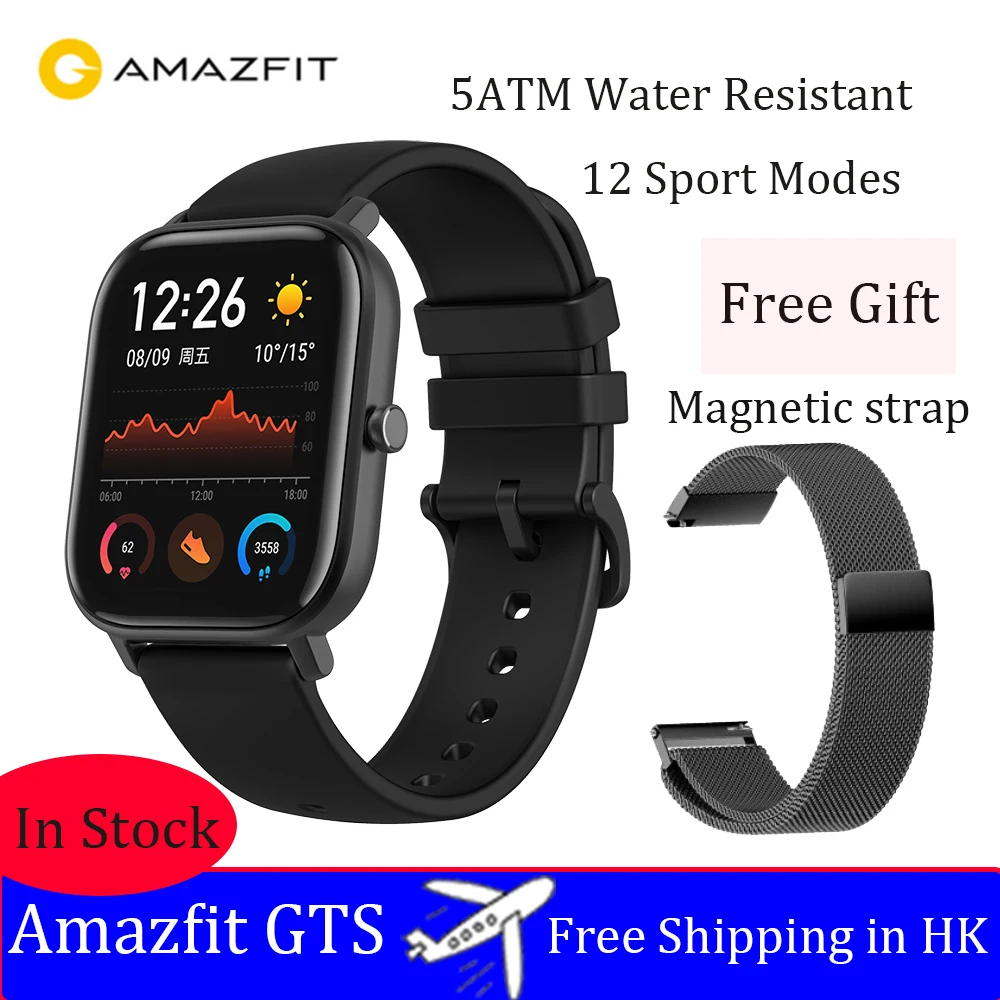 Reloj Депортиво inteligente Amazfit GTS Diseño resistente др версия глобальная 14 дней от батареи музыка Управление ios Android - Цвет: Obsdian Black
