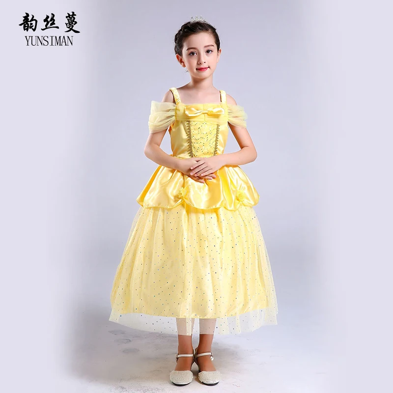 

Kids Dress for Girls 3 4 5 6 7 8 9 10 Year Flower Yellow Mesh Costume Cinderella Girls Princess Elsa Cosplay Party Dresses 8L14A