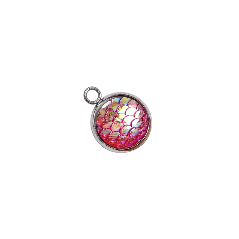 

New multi-color Mermaid scale pendant 12mm mixed color balance flat back suitable for earring bracelet necklace making stainless