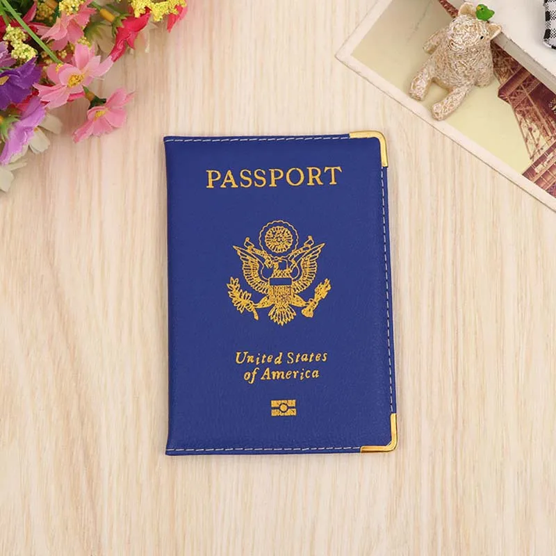 blue Чехол для паспорта из искусственной кожи США, чехол для паспорта США, чехол для паспорта США, кошелек - Цвет: blue