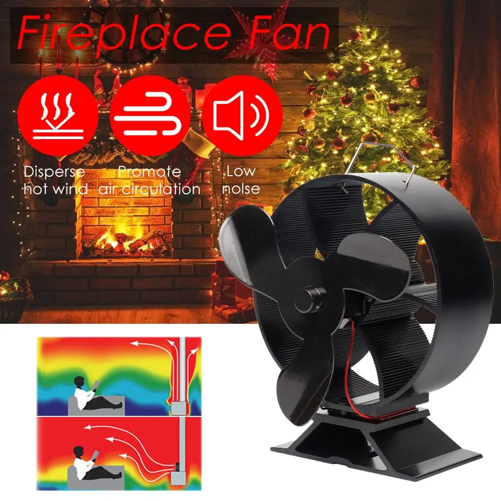 

Fireplace Fan Round Three-leaf High-temperature Heat Fan Without Electricity Smart Energy-saving Environmental Protection