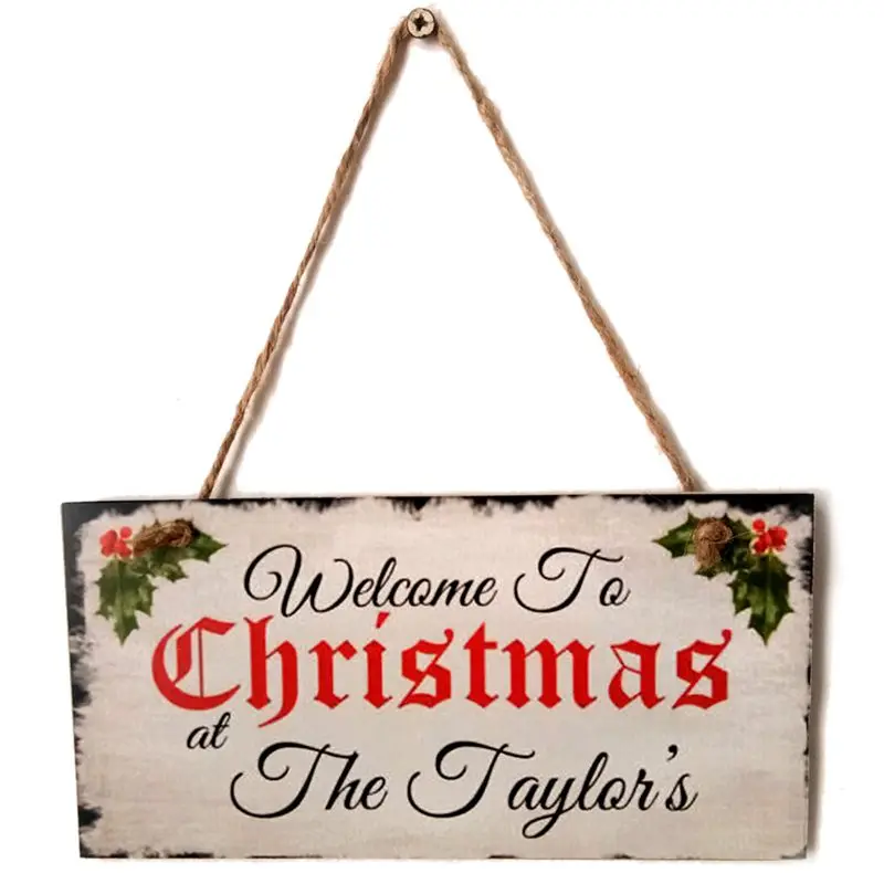 

Door Hanging Sign, Merry Christmas Wooden Plaque Board Door Wall Hanging Wood Sign Home Decoration