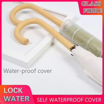 

Waterproof Case Lady Long Handle Umbrella Large Semi-automatic Student Sen Retro Simple Double Straight Umbrella