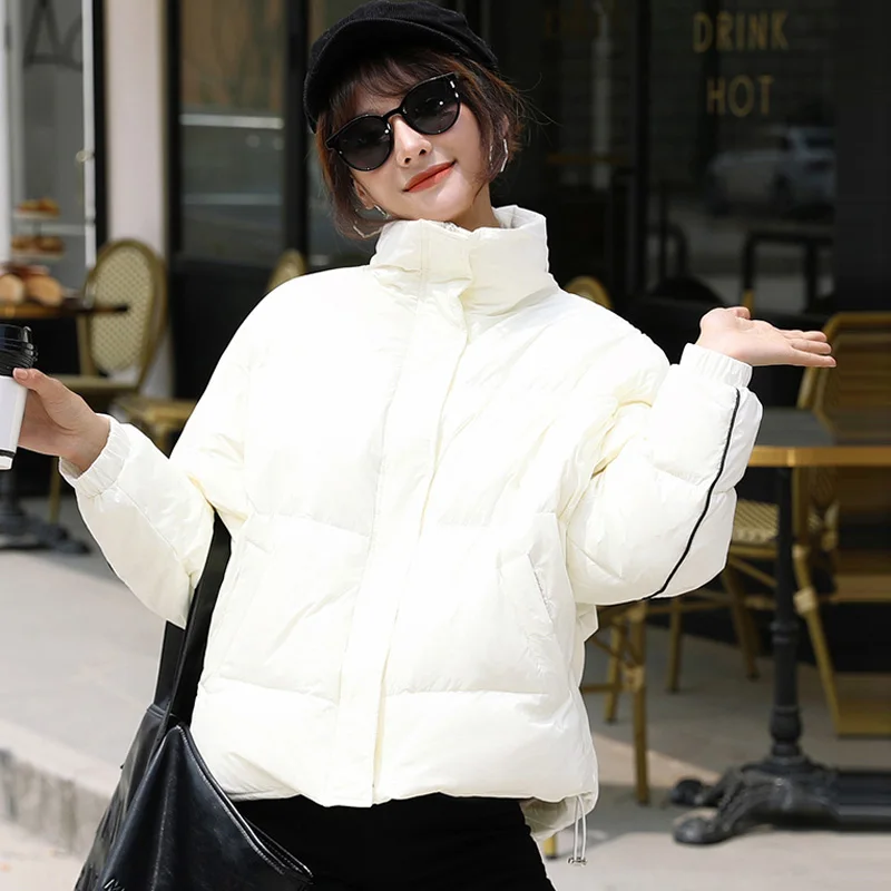 Женский негабаритный пуховик зима, длинный рукав, свободный Повседневный женское короткий верхняя одежда толстый теплый пальто YNZZU 9O110 высокое качество