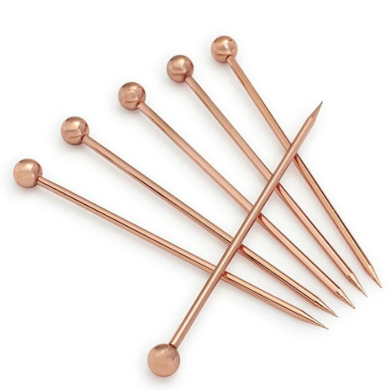 100pcs/lot Wine cocktail picks olive fork fruit sign decoration 304 stainless steel fruit needle cocktail set