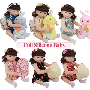 

48cm Vinyl Realistic Newborn Baby Curly Hair Soft Full Silicone Body Lifelike Bebe Reborn Dolls For Girl Children Birthday Gift