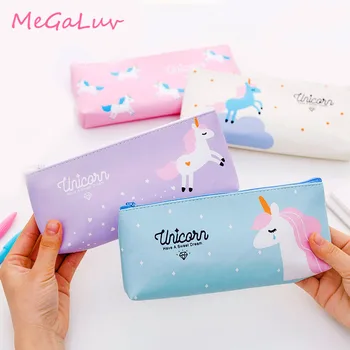 

Fashion Cute Unicorn Pen Case School Girl PU Leather Pencil Case for Student Children Large Capacity Pen Bag Stationery Supply