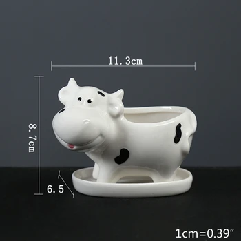 

Cow Planters Succulent Pots for Plants Ceramic Pot with Drainage Holes Saucer 449C