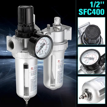 

SFC400 1/2 Inch Air Compressor Oil Lubricator Moisture Regulator Air Source Water Filter With Connecting Pneumatic Parts Tool