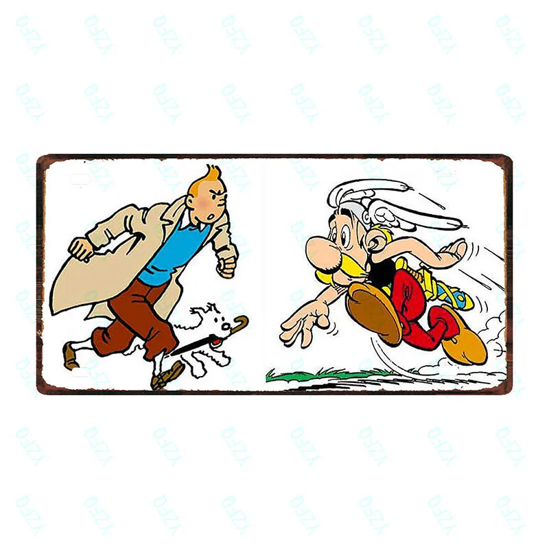 30X15 см Tintin мультфильм номерной знак фильм Винтаж металлический знак для настенного искусства Детская комната магазин Кино Домашний декор 30X15 см DC-0001A - Color: DC-0014