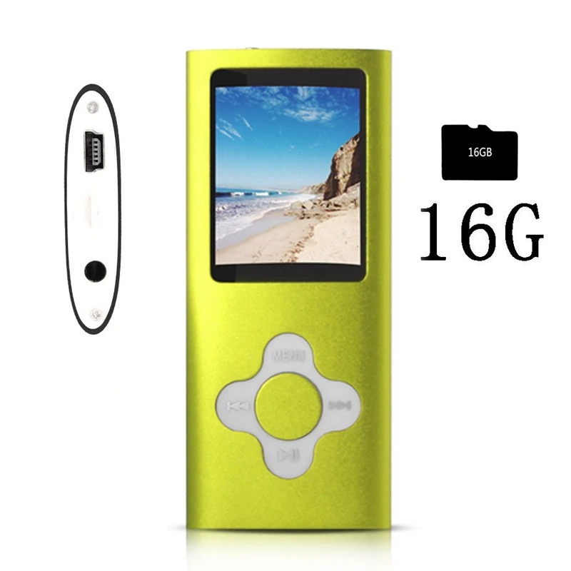 Стильный Mp3/Mp4 плеер с 16 Гб Micro-Sd карты, поддержка просмотра фото, мини Usb порт 1,8 ЖК-дисплей, Цифровой музыкальный плеер, медиаплеер, МП
