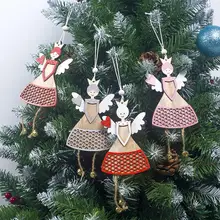 Рождественские украшения деревянная милая кукла ангела окрашенная подвесная Рождественская игрушка орнамент для домашние Декорации для вечеринки