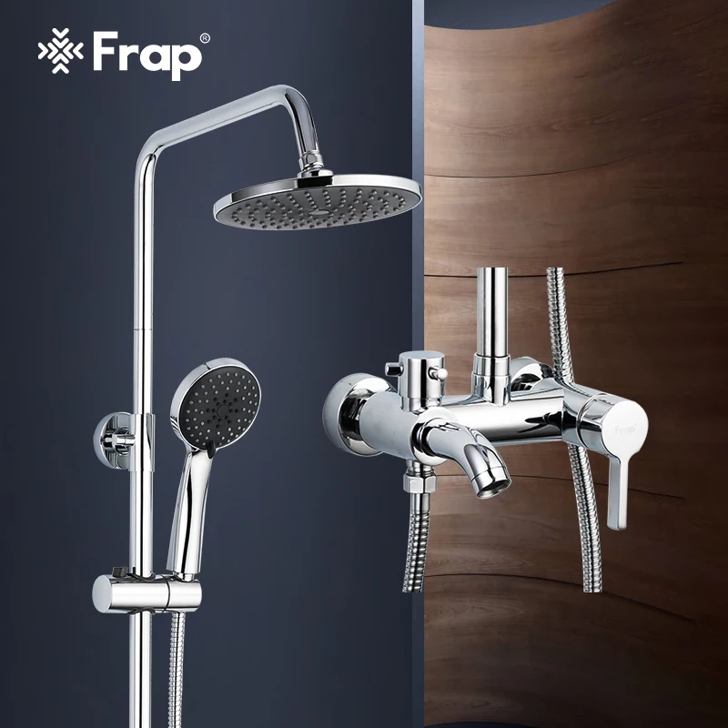 Настенный хромированный смеситель Frap F2416 с ручным распылителем 1 комплект|faucet