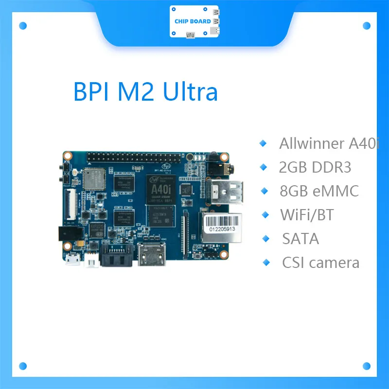 Плата разработки для чипа Banana Pi BPI M2 Ultra Quad Core A40i Allwinner с Wi Fi и BT4.0 флэш память EMMC на