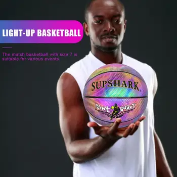 

Basketball Light-up Size 7 Training Wear-resistant Reflective Colorful Ultra-thin Fiber Geneuine Leather Reflective Basketball
