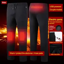 Зимние ветрозащитные теплые вельветовые брюки с USB подогревом для женщин и мужчин, уличные походные лыжные рабочие теплые эластичные брюки с подогревом 5V2A