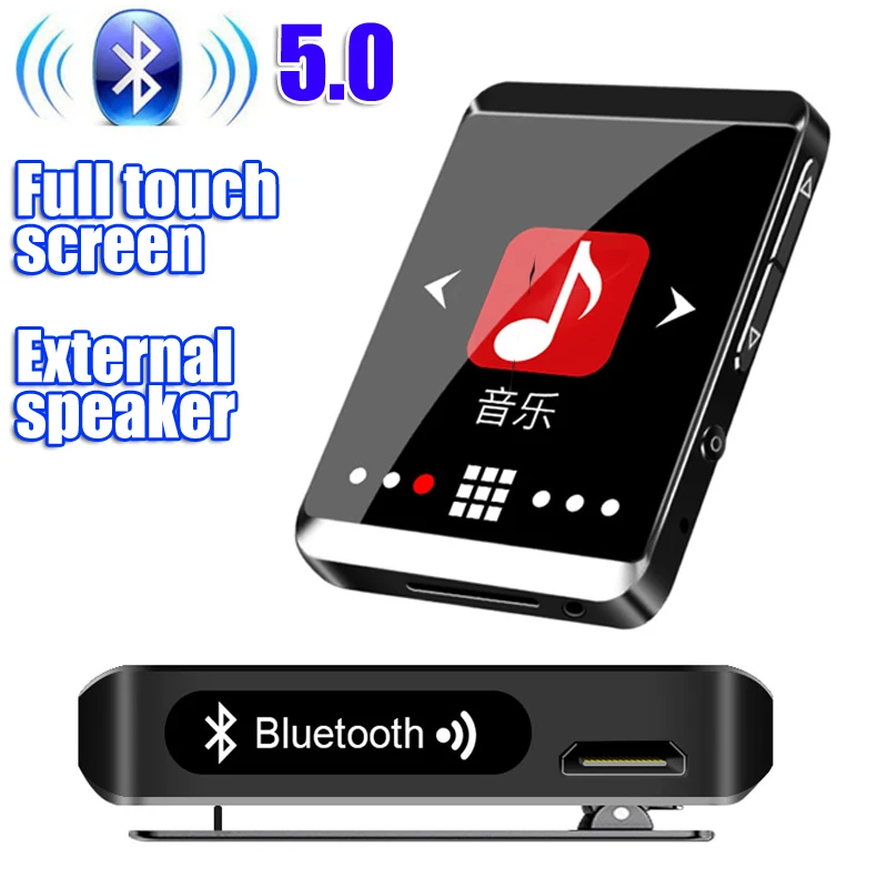 Спортивный MP3-плеер RUIZU M5 с Bluetooth и клипсой 8 ГБ, мини, полный сенсорный экран, поддержка FM, запись, электронная книга, часы, шагомер