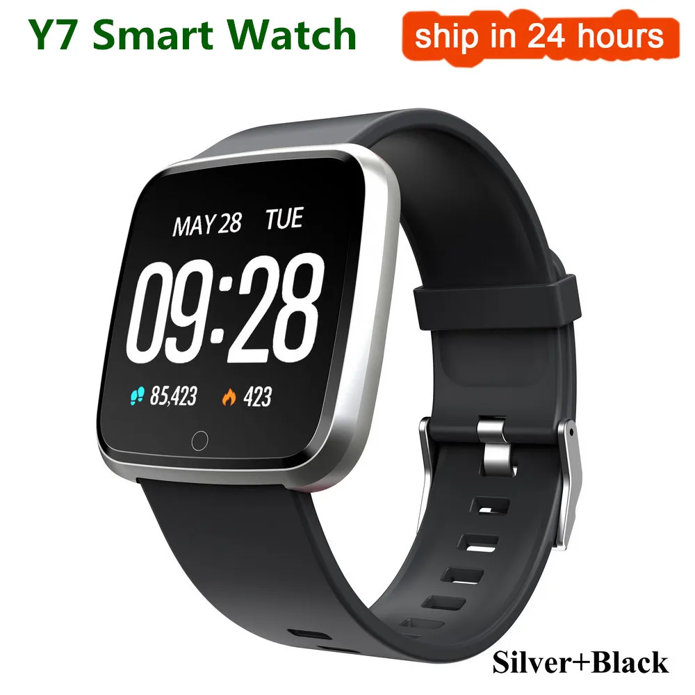 Silver Black Y7 Y7 Смарт часы браслет кровяное давление кислородный спортивный трекер smartwatch водонепроницаемый монитор сердечного ритма браслет для мужчин и женщин - Цвет: Silver Black Y7