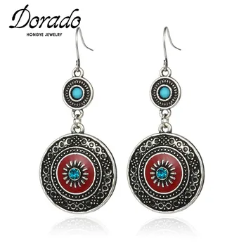 

Long Round Drop Earrings For Women Vintage Retro New Alloy Female Pendant Earring Fashion Jewelry boucle d'oreille femme 2020