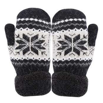 

Hot Winter Warm Gloves Fashion Woolen Knitted Mittens Women's Winter Cute Gloves Mittens Hot Snow Print Touchscreen Gloves