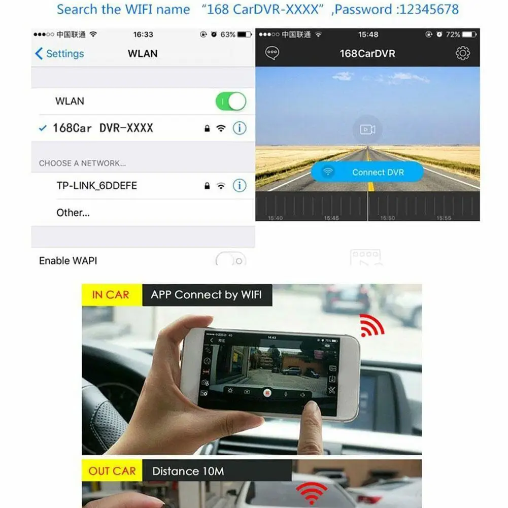 Мини wifi авто DVR камера цифровой регистратор видео регистратор DashCam Авто видеокамера Drahtlose DVR APP Monitor Auto Schwarz box