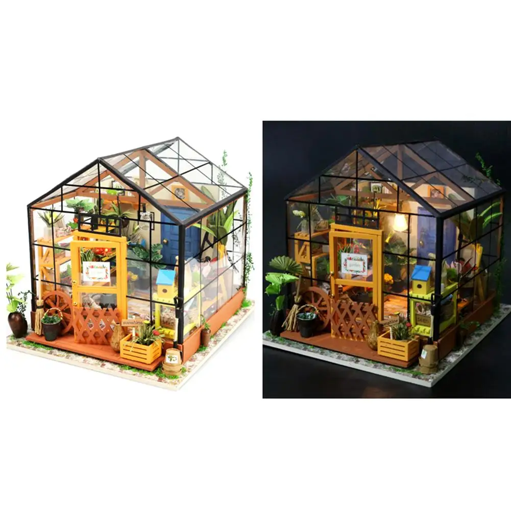 DIY маленькие куклы дом Cathy цветок дом мебель DIY миниатюрная 3D модель обучающая собранная модель без пылезащитный чехол