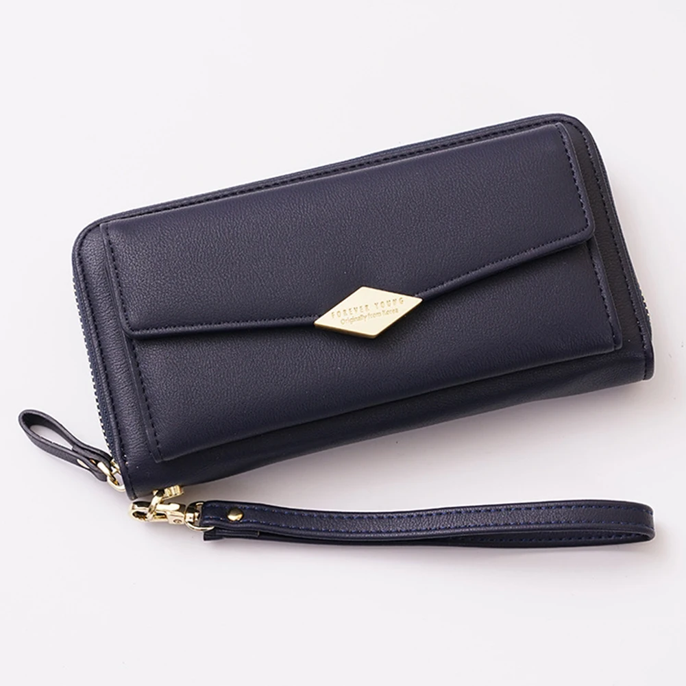 Navy Blue Длинный держатель модный несколько карт органайзер для монет женский бумажник кошелек для денег большая емкость телефон сумка - Цвет: Navy Blue
