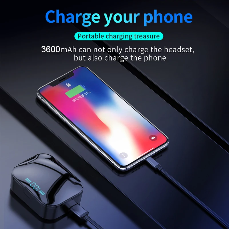 Сенсорные беспроводные наушники TWS Bluetooth водонепроницаемые с внешним