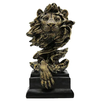 

Creative Craft Decoration Beautiful Animal Craft Decoration Cute Lion Statue Adornment for Home Office (Vintage Golden)