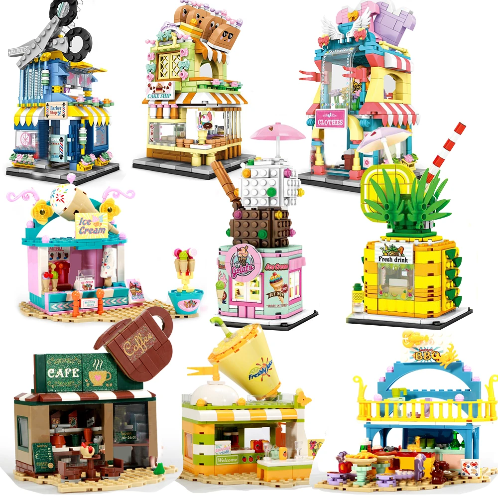 hs6428 miniatura bloques de construcción de juguete de bricolaje juguetes Street View Serie niños 