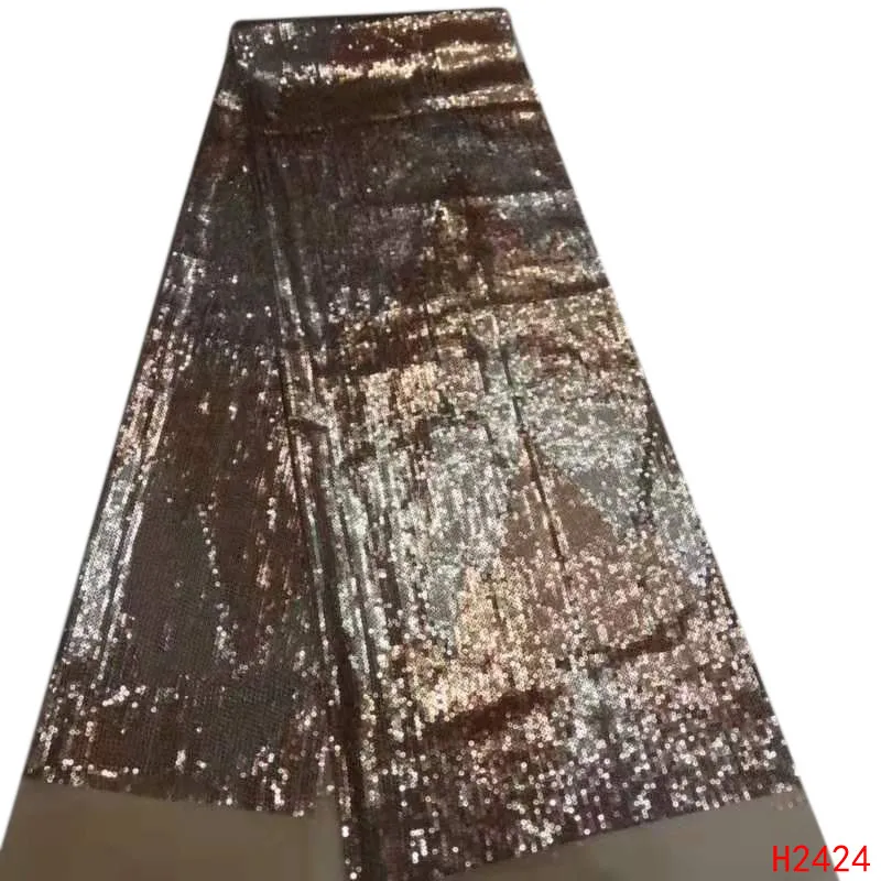 

2019 Latest Style High Quality African African Lace Fabric With Sequins Nigerian Lace Fabrics For Wedding Party HJ2424-1