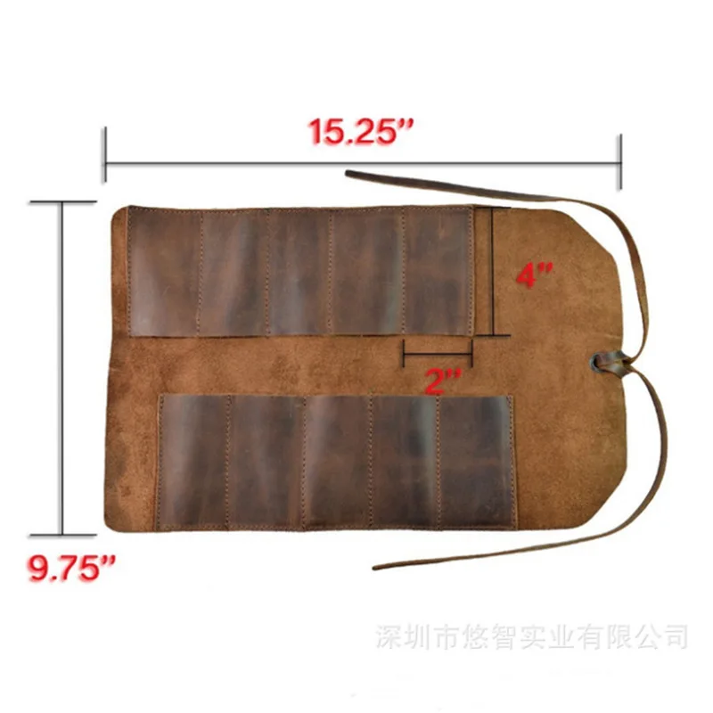 Manufacturers Outdoor Picnic Toolkit Top Grade Genuine Leather Knife And Fork Storage Bag New Style Kitchenware Reel-Kit