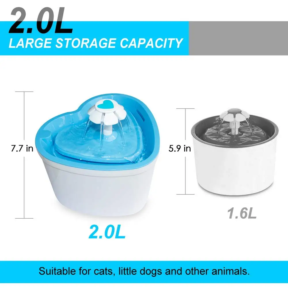 Питомец кошка фонтан поилка 2л супер тихий цветок автоматический водный кишок сердце форма собака питьевой диспенсер для собак кошек