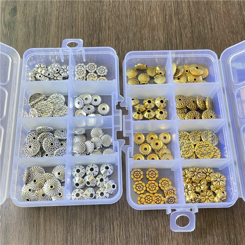 JunKang 80pcs 8-11mm Boxed Metal Alloy Gasket Spacer Connector DIY Bracelet Necklace Jewelry Crafts Jewelry Accessories