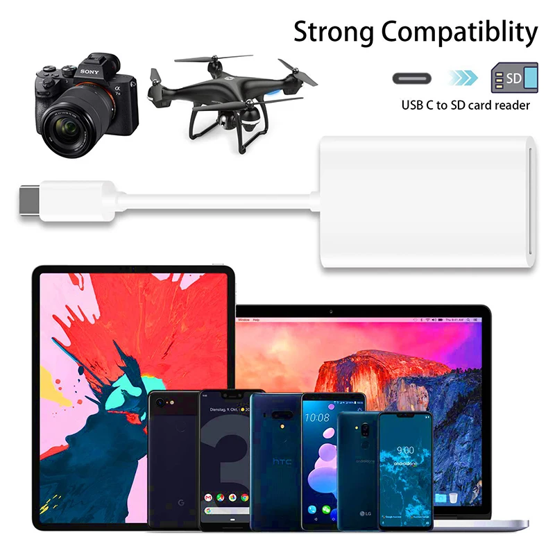 USB-C к SD кард-ридер letor De Tarjetas для samsung S10 S9 S8 Plus Note 9 8 A50 тип-c кардридер для iPad Pro 11 Kaartlezer