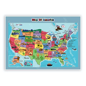 

Map of America Education Preschool Posters for Toddler Kid Nursery Homeschool Kindergarten Classroom Decor With Glue Point Dot