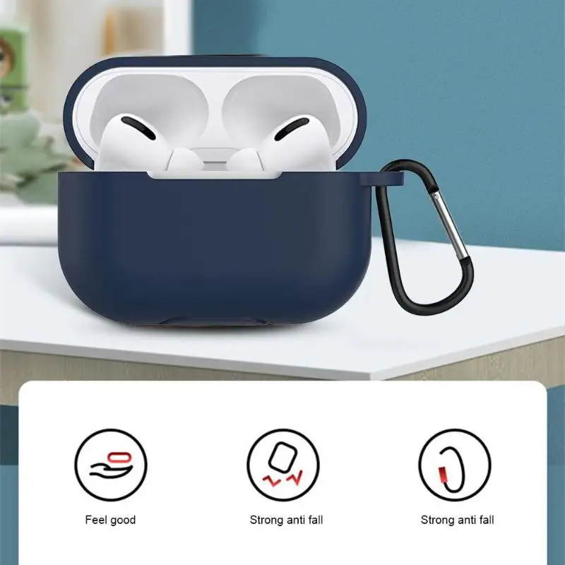 Силиконовый чехол для наушников Защитный чехол с карабином для Apple Airpods Pro поддержка дропшиппинг