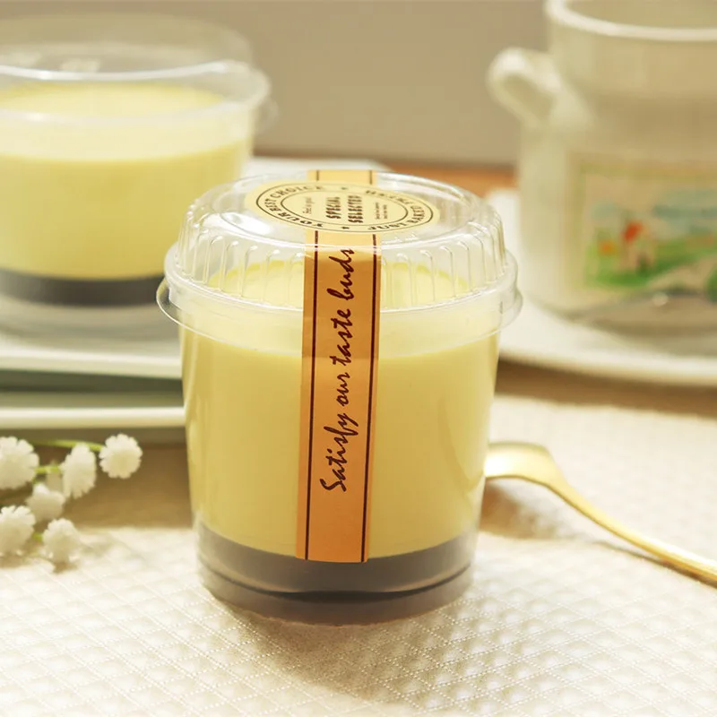 

50pcs High quality small round disposable pudding cup 120ml household diy baking dessert plastic cup with transparent lid