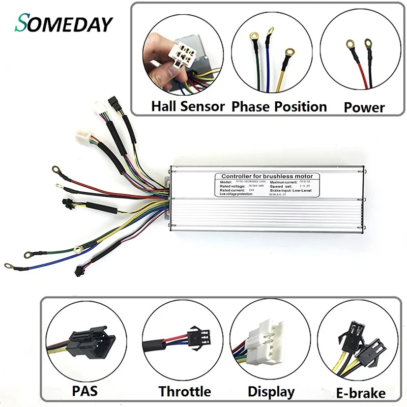 Electric Bicycle Controller Standard Square Wave Kunteng KT 56V-90V 50A for Ebike 3000W BLDC Motor Conversion Kit